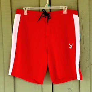NWT PUMA Red Board Shorts 38 Quick Dry Chlorine Fade Resistant
